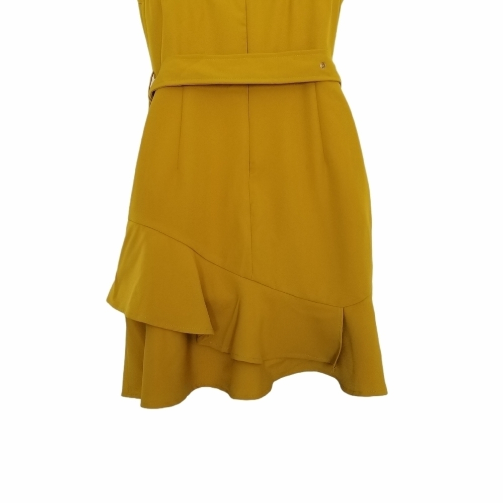 A.peach Ruffled Tiered Hem Rhinestone Buckle Dress - Picture 7 of 8